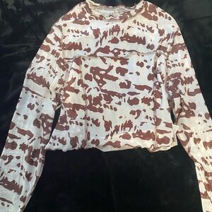 Backless mesh cow print top